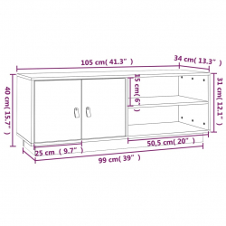 Szafka pod TV, biała, 105x34x40 cm, lite drewno sosnowe