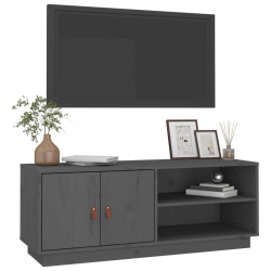 Szafka pod TV, szara, 105x34x40 cm, lite drewno sosnowe