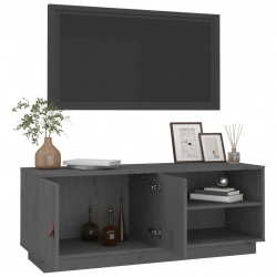 Szafka pod TV, szara, 105x34x40 cm, lite drewno sosnowe