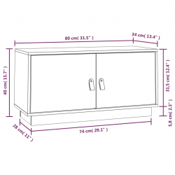 Szafka pod TV, szara, 80x34x40 cm, lite drewno sosnowe