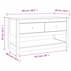 Stolik kawowy, 102x49x55 cm, lite drewno sosnowe