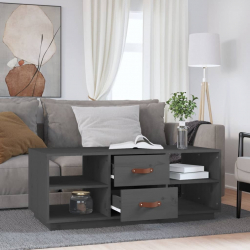 Stolik kawowy, szary, 100x50x41 cm, lite drewno sosnowe