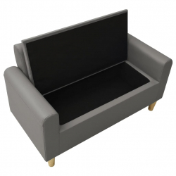 2-osobowa sofa dziecięca, szara, sztuczna skóra