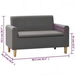 2-osobowa sofa dziecięca, szara, sztuczna skóra