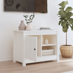 Szafka pod telewizor, biała, 70x36,5x52 cm, lite drewno sosnowe