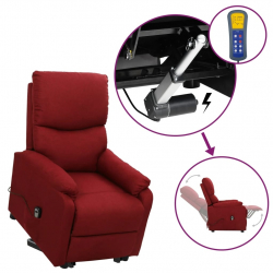 Rozkładany fotel ułatwiający wstawanie, winna czerwień, tkanina