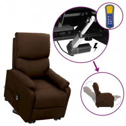 Rozkładany fotel ułatwiający wstawanie, ciemnobrązowy, tkanina