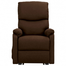 Rozkładany fotel ułatwiający wstawanie, ciemnobrązowy, tkanina