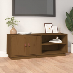 Szafka pod TV, miodowy brąz, 105x34x40 cm, lite drewno sosnowe