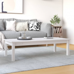 Stolik kawowy, biały, 110x50x30 cm, lite drewno sosnowe