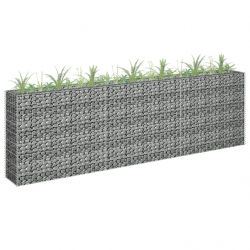 Podwyższona donica gabionowa, galwanizowana stal, 270x30x90 cm