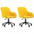 Obrotowe krzesła stołowe, 2 szt., żółte, aksamitne