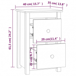 Szafki nocne, 2 szt., 40x35x61,5 cm, lite drewno sosnowe