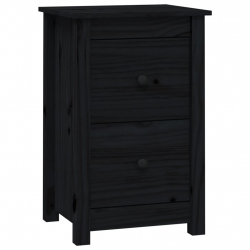 Szafka nocna, czarna, 40x35x61,5 cm, lite drewno sosnowe