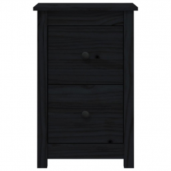 Szafka nocna, czarna, 40x35x61,5 cm, lite drewno sosnowe
