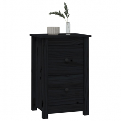 Szafka nocna, czarna, 40x35x61,5 cm, lite drewno sosnowe