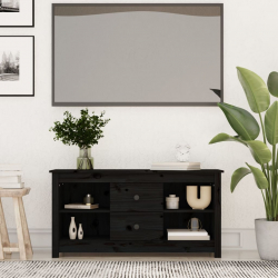 Szafka telewizyjna, czarna, 103x36,5x52 cm, lite drewno sosnowe