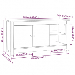 Szafka pod telewizor, szara, 103x36,5x52 cm, drewno sosnowe