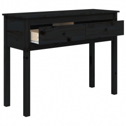 Stolik konsolowy, czarny, 100x35x75 cm, lite drewno sosnowe