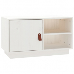 Szafka pod telewizor, biała, 70x34x40 cm, lite drewno sosnowe