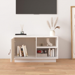 Szafka pod telewizor, biała, 70x34x40 cm, lite drewno sosnowe