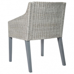 Krzesło stołowe z poduszką, szary naturalny rattan