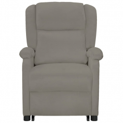 Rozkładany fotel podnoszony, jasnoszary, aksamitny