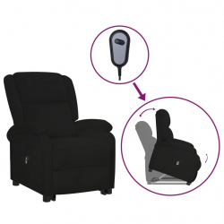 Rozkładany fotel podnoszony, czarny, aksamitny