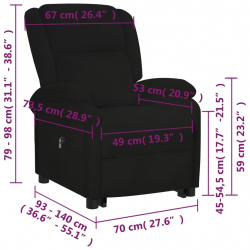 Rozkładany fotel podnoszony, czarny, aksamitny