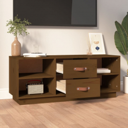 Szafka pod TV, miodowy brąz, 100x34x40 cm, lite drewno sosnowe