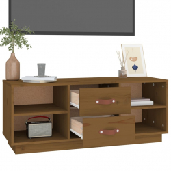 Szafka pod TV, miodowy brąz, 100x34x40 cm, lite drewno sosnowe