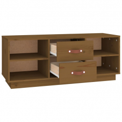 Szafka pod TV, miodowy brąz, 100x34x40 cm, lite drewno sosnowe