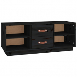 Szafka pod TV, czarna, 100x34x40 cm, lite drewno sosnowe