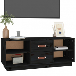 Szafka pod TV, czarna, 100x34x40 cm, lite drewno sosnowe