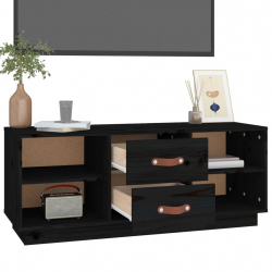 Szafka pod TV, czarna, 100x34x40 cm, lite drewno sosnowe