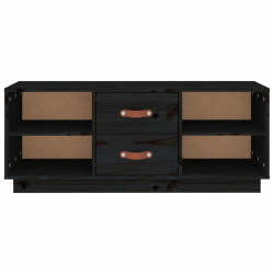 Szafka pod TV, czarna, 100x34x40 cm, lite drewno sosnowe