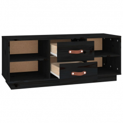 Szafka pod TV, czarna, 100x34x40 cm, lite drewno sosnowe