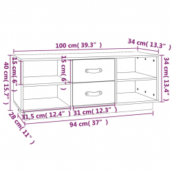 Szafka pod TV, czarna, 100x34x40 cm, lite drewno sosnowe