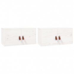 Szafki ścienne, 2 szt., białe, 60x30x30 cm, lite drewno sosnowe