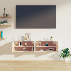 Szafki ścienne, 2 szt., białe, 60x30x30 cm, lite drewno sosnowe