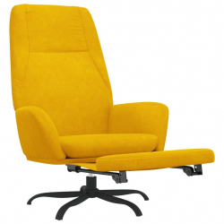 Fotel wypoczynkowy z podnóżkiem, musztardowy, obity aksamitem