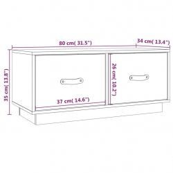 Szafka pod TV, czarna, 80x34x35 cm, lite drewno sosnowe