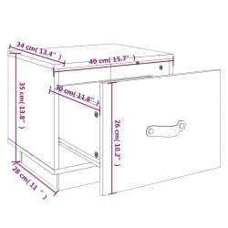 Szafki nocne, 2 szt., szare, 40x34x35 cm, lite drewno sosnowe