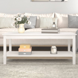 Stolik kawowy, biały, 110x55x45 cm, lite drewno sosnowe