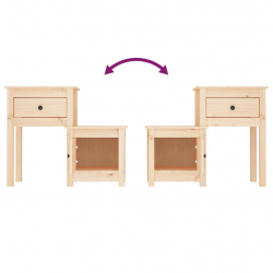 Szafki nocne, 2 szt., 79,5x38x65,5 cm, lite drewno sosnowe