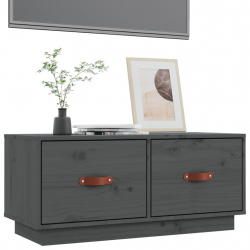 Szafka pod TV, szara, 80x34x35 cm, lite drewno sosnowe