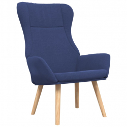 Fotel z podnóżkiem, niebieska, obity tkaniną