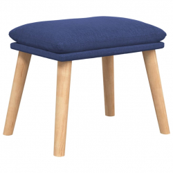 Fotel z podnóżkiem, niebieska, obity tkaniną