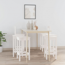 6-cz. zestaw krzeseł barowych, biały, drewno sosnowe
