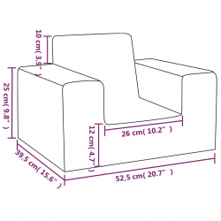 Sofa dziecięca, kremowa, miękki plusz